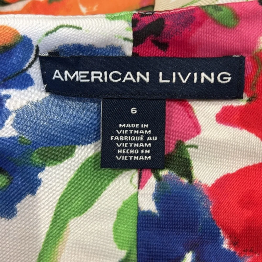 90s AMERICAN LIVING MULTI-COLOR FLORAL BODYCON W SIDE RUFFLE MIDI DRESS SZ 8 - Picture 7 of 8